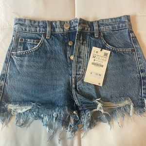 Zara Mid-Rise Denim Shorts Size 0